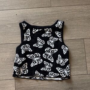 Art Class Black and White Butterfly Print Kids Sweater